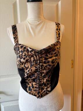 Forever 21 Women's Leopard Print Corset Style Tank Top Size L
